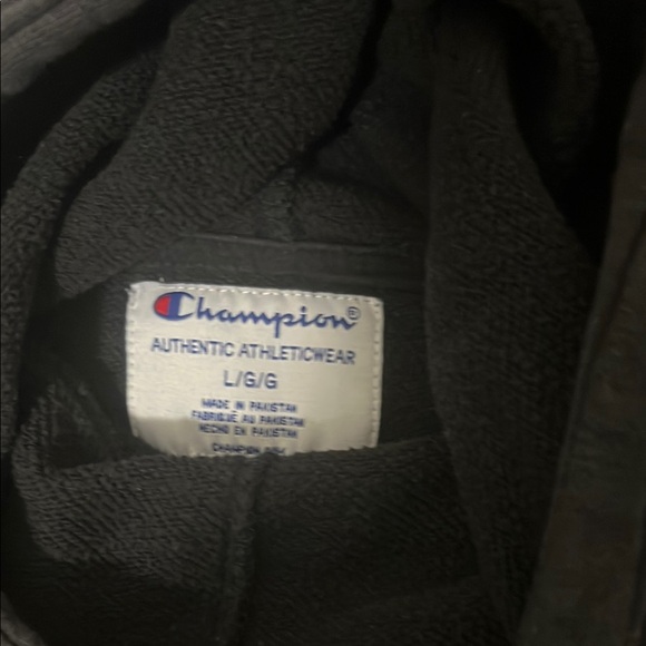 Men’s Large Champion Logo Black Hoodie - Picture 3 of 3